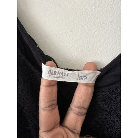 Old Navy Top Women’s Dark Lace Overlay Kimono Sleeve Elastic Waist Small Batwing - Picture 4 of 7